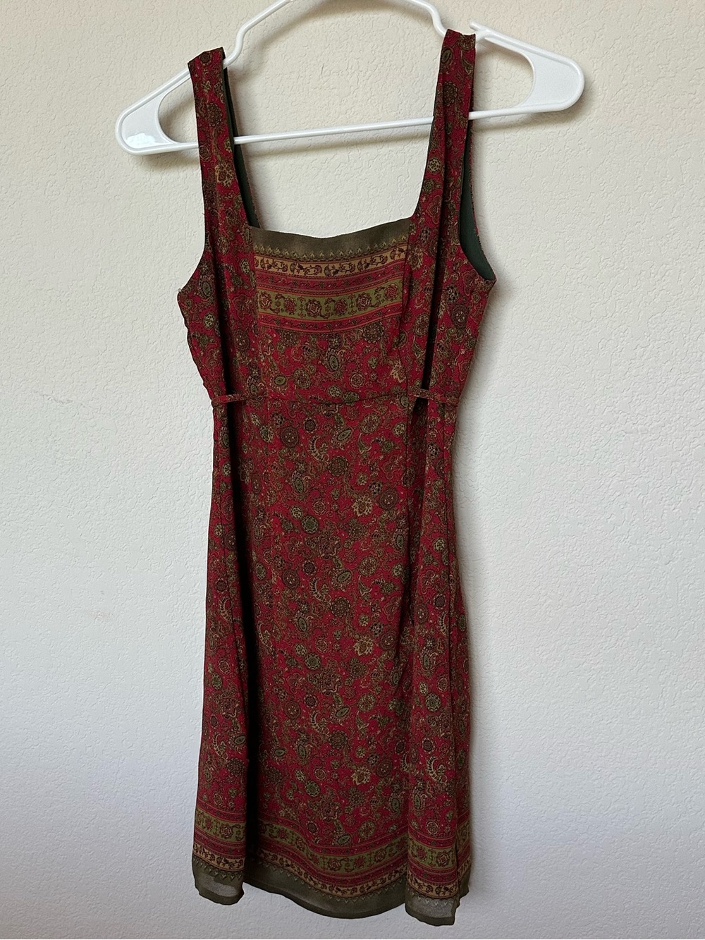 Red paisley mini dress